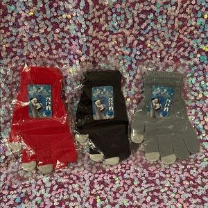 Touchscreen Gloves Red, Black, and Gray Set